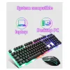 コンボス1600DPIPHOTOELECTRIC USB有線カラフルな虹のサスペンションバックライトオフィスゲームゲームキーボードとマウスセットPCラップトップに適しています