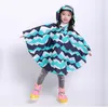 Kids Stylish Rain Poncho Waterproof Rain Jacket Coat for Girls Boys Printed Thin Cape Raincoat Hooded Rainwear