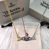 Designer Viviane Westwood Empress Dowager XIS New Flat Pearl Saturno Necklace Female Planet Planet Sweet and Light Luxury Collana versione alta