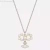 디자이너 Viviane Westwood 23 New Western Empress Dowager Bow Pearl Little Saturn Necklace 여성 가벼운 고급 스위트 지구 행성 펜던트