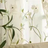 Pastoral broderad tyllfönster gardiner för vardagsrum, blommig voile, ren gardin för sovrum, kök persienner