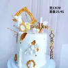 Guld Happy Birthday Cake Topper akryl älskar dig för evigt bröllop cupcake topper för bröllop födelsedagsfest kakor dekorationer