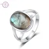 925 Sterling Silver Ring Natural 10 * 14 mm Big Labradorite Simple Tiger Eye Jewelry for Women Men Men Brand Stone Vintage Jewelry Gift