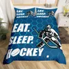 Ice Hockey Sports King Queen Duvet Cover Burning Hockey Ball Bedding Set for Teens Athlete Black 2/3pcs Polyester Quilt Cover