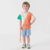 T-shirts Marc Janie Boys Vibrant Color Patched Short Sleeve T-Shirt Kids Tops For Summer 240501 240410