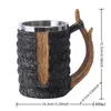 Tasses portables en résine de résine Tasse 600 ml de fourche arbre simulée manche de café ménage en acier inoxydable pour les barres de maison Els