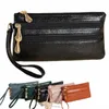 Mehrfachpocket-Brieftaschen für Frauen Lychee Muster Reißverschluss LG Wallet Credit Card Inhaber Münzversuche Vintage Solid Color Cards Halter Z9EF#