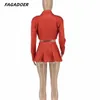 Fagadoer sexy y2k Solid Faltenröcke dreiteils Sets Frauen vestlong Ärmeln Crop Coats Super Mini Outfits Streetwear 240329