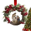 Dekorativa blommor Julfödelse Helig familj krans med konstgjorda bär Jesus Kristus dörr hängande krans Xmas -festival dekor