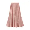 Skirts Retro Pleated A-line Fishtail Skirt For Women Trend 2024 Long Black Korean Style Fashion Aesthetic Preppy Casual Dress