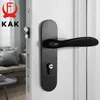 Kak Mute Black Door Lock Aluminium Alloy Interior Dörrlås Handtaget Modernt stöldstöld av trä Dörrlåsmöbler Dörr Hårdvara