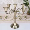 Silber Gold Schwarzer Bronze Metallkerzenhalter Retro 5 Waffen Kerzenhalter Dinner Hotel Home Decor Romantic Retro Candlestick