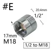 Silver 1/2 "Till M16 M18 M24 M28 Gängad anslutning Mässing Vattenkrananslutning för bubblar Badrumskök 1 st