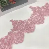 1yard/13 cm różowy wielbłąda cekinowa tkanina kwiat Veniise Venice siatkowe koronkowe wykończenie aplikacji szycie rzepek na ślub grudzień