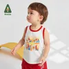 T-shirty kamizelka dla niemowląt amila 2023 Summer New Cute Chinese Pinyin T-shirt bez rękawów oddychaj oddychające dla chłopców dla dzieci 0-6y 240410