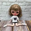 Nouvelle arrivée Blyth Doll Vêtements T-shirt blanc chat mignon et short noir pour blythe Barbie ob22 ob24 Azone Dolls Accessoires