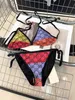 Bikini Luxus Badebekleidung Badeanzug Frauen Badeanzug Set Badeanzug Dreieck Bikini Badeanzug Französisch Retro Maillot de Bain Brief Print Strand Beach Feierty sexy rot