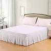 Pompom Fringe Bed Skirt Ruffle Elastic Bed Wrap Around Bedskirt Easy On/Off 16inch Drop White Black Gray Twin Full Queen King