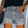 Dames shorts Women Rolden Hem Stijlvolle hoge taille denim met gescheurde randdetail Slim Fit -knop Sluiting zacht voor de zomer