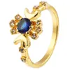 Rings a cluster Donne Gold Gold Sun Ring Anello che vagava Star Sapphire Moon and Stars2444