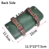 Vintage Bike Saddle Tail Bag Leather Bicycle Rear Seat Bag Pannier Handlebar Retro Frame Seat Pouch Bag Black Green