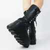 Laarzen gothic stijl platform vampire cosplay vrouwen MIDCALF BOOTS 2023 herfstwedges comfortabele vrouw motorfiets laarzen schoenen plus maat