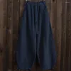 Frauenhose locker sitzende Wattebodenstil Ballon Weitbein Frauen Vintage in voller Länge harem fester elasitischer Taille S-5xl