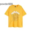 Designer masculino de manga curta Moda de rua Los Angeles Nova marca de rua SP5der Spider Web Padrão 555 Camiseta grande de espuma para homens e mulheres