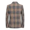 Autumn Men Plaid Blazers Suits Jackets Male Korean Design Blazers Coats Spring Business Casual Slim Fit Blazers Men Clothing 240409