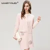 Werkjurken Maryyimei Fashion Spring Summer Suite dames lange mouw jas kristal korte rok plaid pluche tweedelige set