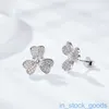 Édition Seiko Brands d'oreilles Vancefe NOUVEAUX petites petites fraîches Clover Lucky Moisanite Silver plaqué 18k Gold Designer Brand Logo Grave Boucle d'oreille