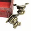 4/8 stks antieke messing sieraden kist houten doos vintage decoratieve voeten been hoekbeugel voor meubelkast beschermen hardware