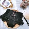 Japanese Style Ruffles Erotic Lingerie Women Panties Sexy Lace Transparent Female Briefs Cross Belt Red Underwear Plus Size 6XL