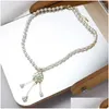 Colliers pendants Collier pour femmes de style coréen Forme Crystal Choker Sweet Elegant Candarbone Chain Gril Party Bijoux Drop Deliv Dhnio