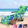 Coperture per sedie Copertura da spiaggia tinta di moda Doppi asciugamano da mare portatile reclinabile pieghevole con laterale con tasca laterale