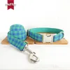 MUTTCO CLARA COLAR CLARA MUTTCO Tag The Blue Green Green Plaid Anti-Lost Pet Supplies 5 Tamanhos Udc073