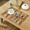 4/6pcs Set Table Mats African Woman Dance Culture Vase Printed Table Napkin Kitchen Accessories Home Party Decorative Placemats