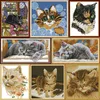 Aigulework, DMC DMC Cross Stitch, sets pour les kits de broderie, les modèles de séries de chat imprimés précis comptaient le point de croix pour les débutants