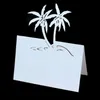 50st Coconut Tree Laser Cut Table Namn Place Cards Diy Lace Name Meddelande inställning Kort Seat Wedding Birthday Party Favor Decor