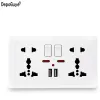 Sockets muraux USB, prises électriques universelles internationales, prises et commutateurs, prises avec USB pour la maison, 146 mm * 86 mm