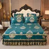New Soft Crystal velvet Quilting 3pcs bed cover Bed Skirt Bedspread Bed Sheet Bed Cover Pillowcase Bedding Set