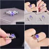 Anelli di cluster drenaggio vivo esplosivo moissanite anello aperto otto cuori e frecce viola a diamante ad alto diamante di carbonio goccia femmina Delive dh2tl