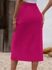 Skirts Fashion Trend Niche High Waist Strap Hip Skirt Summer And Autumn Women's Rose Red Midi Irregular Slit Streetwear