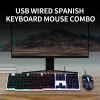 COMBOS USB WIRED SPANISK Tangentbord Muskombination 105 Keys Backlight Tangentbord Ergonomiskt muspaket med Suspendered KeyCaps Plug and Play