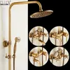 Classic Luxury Rainfall Shower Set Antique Bronze Bath Faucets with Shower Head Hand Shower Copper Wall Mounted Mixer Tap EL4000