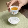 2pc/set handbemalte Fischspiele Kunst Keramik Probe Tee Tasse Weiße Porzellan Single Master Cup Haushalt Kungfu Teegwaren Accessorie