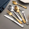 Gold Luxury Cutlery Sets Fork Spoons Knife Silverware Kit Vintage Carved Tableware Set European Dinnerware For Home Kitchen