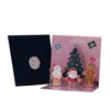 2024 New Set of 6 Merry Christmas Greeting Card 3D Pop-Up Card with Envelopes Stickers Xmas Tree Snowman Santa Postcard