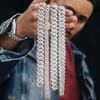 Ожерелье 14 тыс. Золото покрыто Cz Iced Out Diamond Hip Hop Dewelry Cuban Chain Link Кубинское ожерелье Cadena Cuban