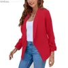 Abiti da donna blazer estate blazer neri donne 2022 ufficio femminile Lady Nine Quarter Blazer Open Stitch Womens Coats Femme Ladies Tops C240410